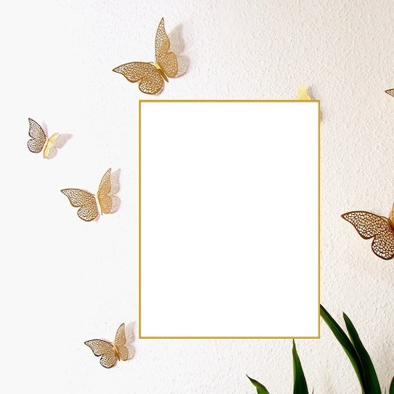marco y adorno mariposas. Fotomontáž