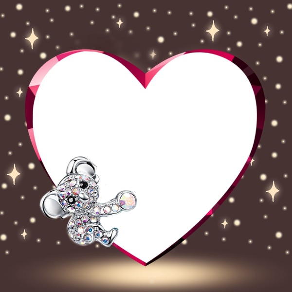 Corazón con koala de cristal, 1 foto Fotomontažas