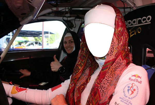 Hijab Rally Driver Montaje fotografico
