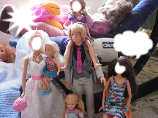 Barbie y su familia en la bodaa. Valokuvamontaasi