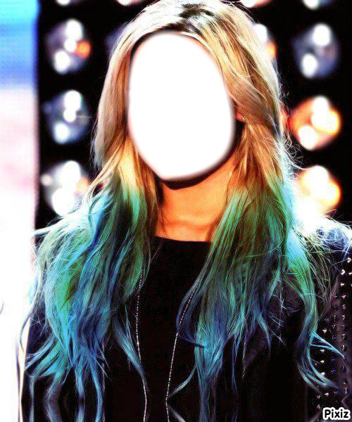 demi green-blue hair Photo frame effect