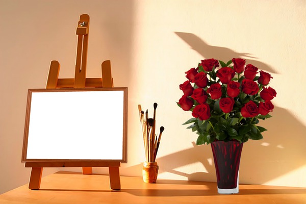 mesa con flores Fotomontaggio