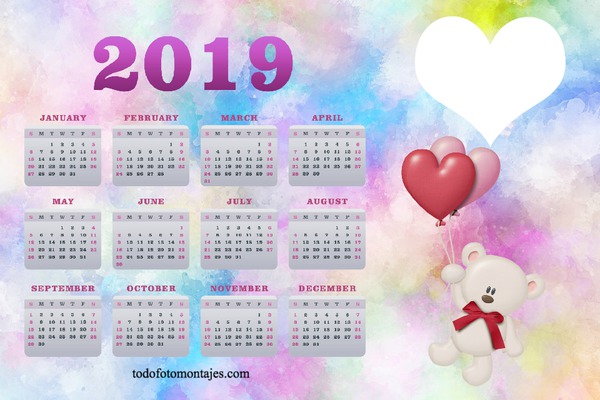 calendario 2019 Montage photo