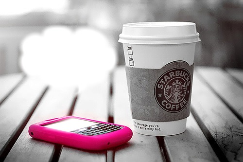 Black-Berry/Starbucks coffee Montaje fotografico