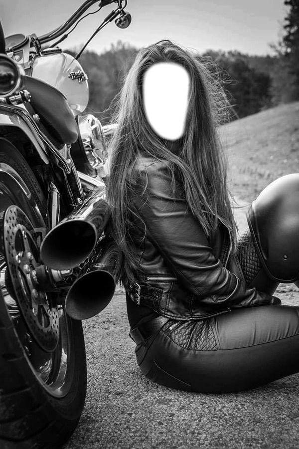 femme moto vintage Fotomontažas