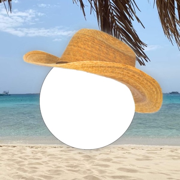sombrero. paisaje playa. Montaje fotografico