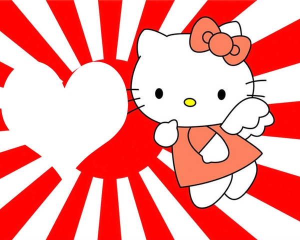 Hello Kitty Rouge & Blanc Coeur フォトモンタージュ