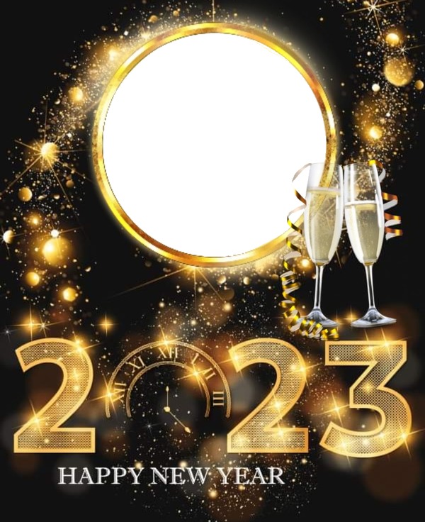 Happy New Year 2023. Photomontage