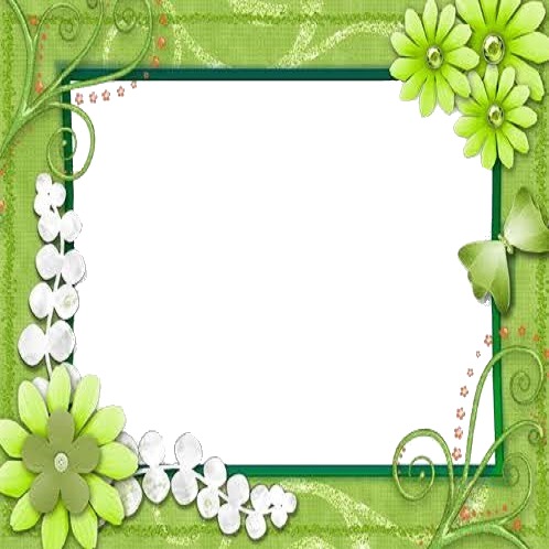 marco y flores verde. Fotomontažas