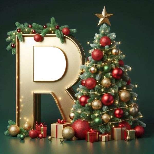 marco navideño, letra R Montaje fotografico | Pixiz
