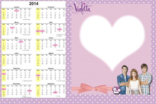 Calendario violetta Fotomontaż