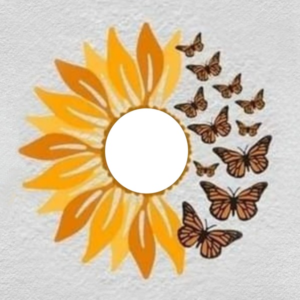 girasol y mariposas. Photo frame effect