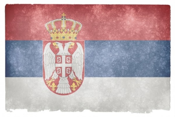 Serbia flag as background Photomontage