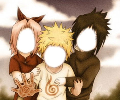 Naruto Sakura y Sasuke De Niños Montaje fotografico