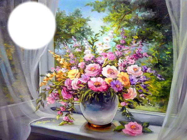 fleurs roses Fotomontage