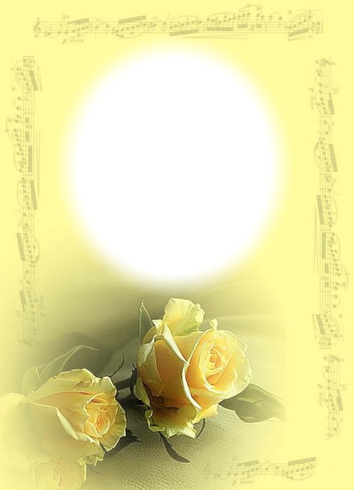 Fleurs-roses jaunes-notes de musique Fotomontáž