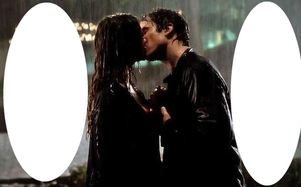 delena rain kiss Photo frame effect