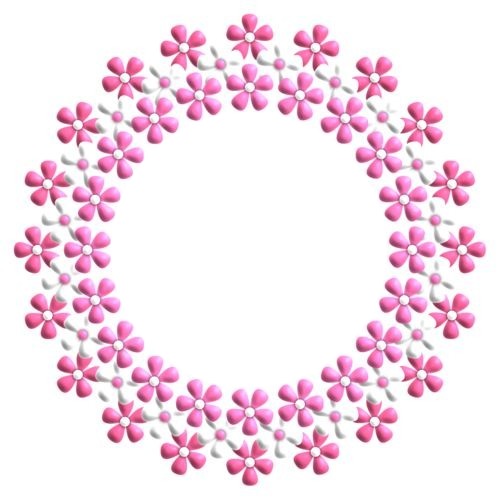 marco circular- florecillas fucsia. Fotomontaggio