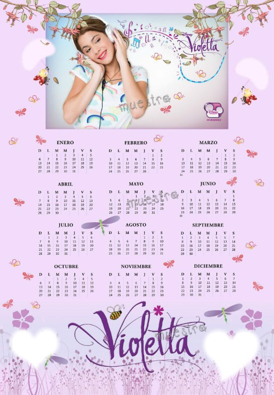 calendario violetta Photo frame effect