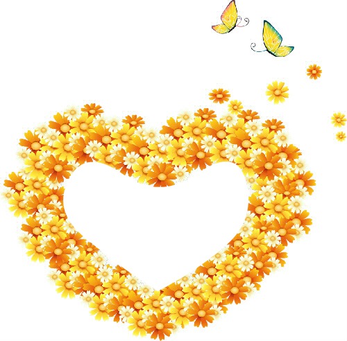 Coeur fleurs jaunes Фотомонтаж