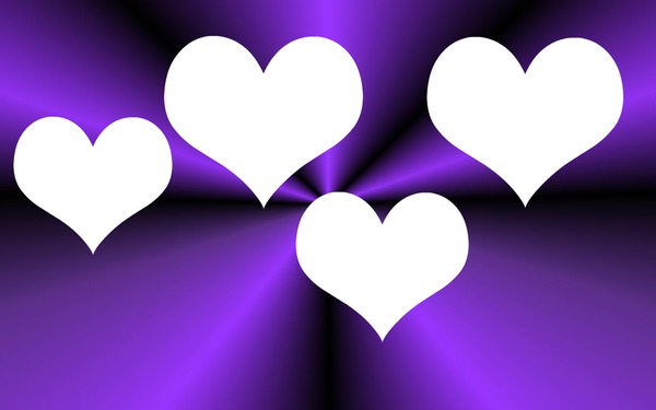 4 cœurs dans du violet Photo frame effect
