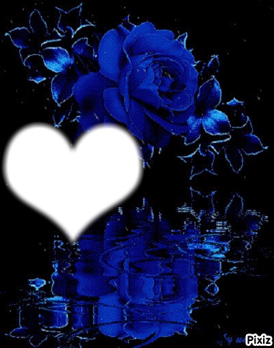 reflet d'une rose bleue フォトモンタージュ