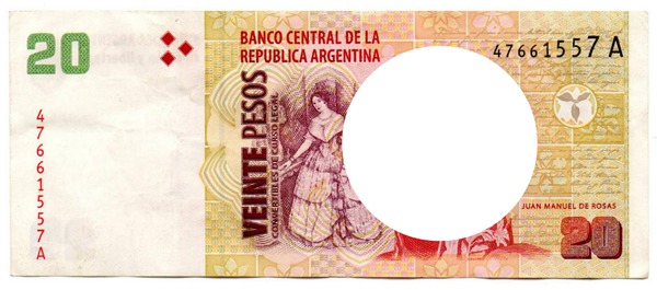 Billete de $20 argentino Montaje fotografico