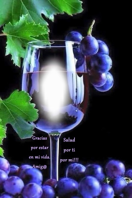 Cc copa de vino con uvas Photomontage