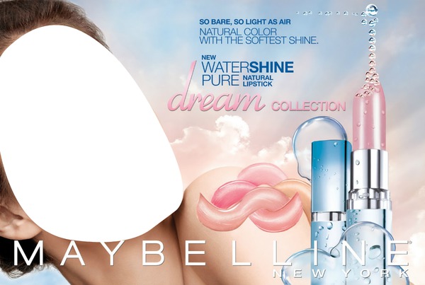 Maybelline Water Shine Pure Natural Lipstick Advertising Фотомонтаж