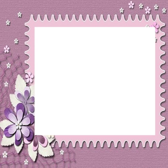 marco y flores lila. Fotomontage