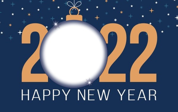 Happy New Year 2022, azul, 1 foto Fotómontázs