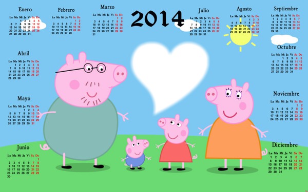 Calendario 2014 peppa pig Montaje fotografico