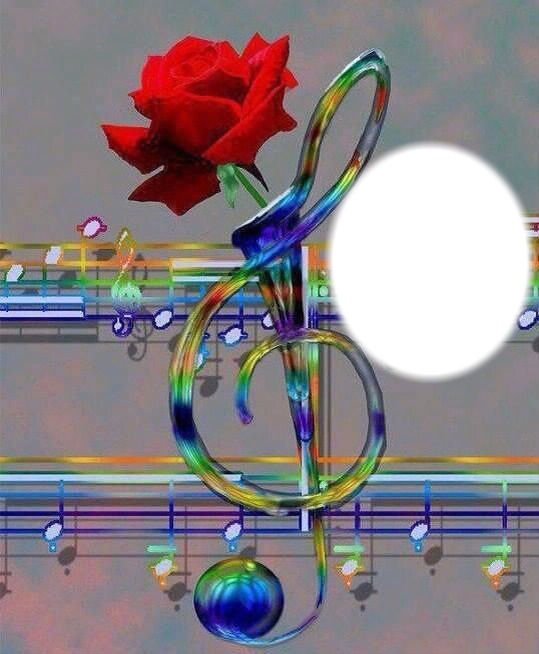 musique et rose Photo frame effect