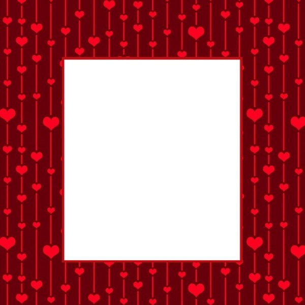 marco y corazones rojos. Photomontage