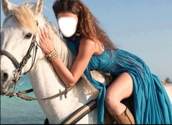 femme à cheval Montaje fotografico