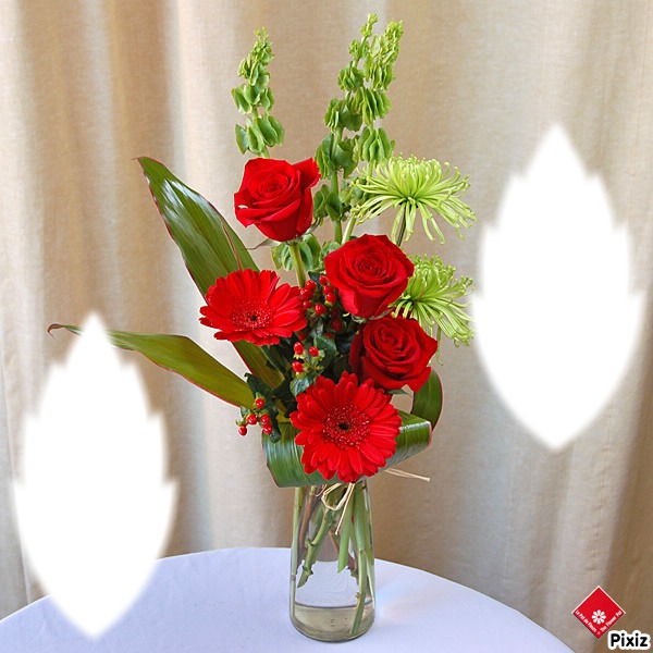 Roses rouge et Gerbéras rouge Photomontage