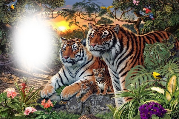 Tigris a dzsungelbe フォトモンタージュ