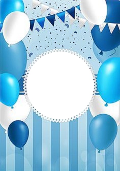 marco fiesta de cumpleaños, azul. Montaje fotografico