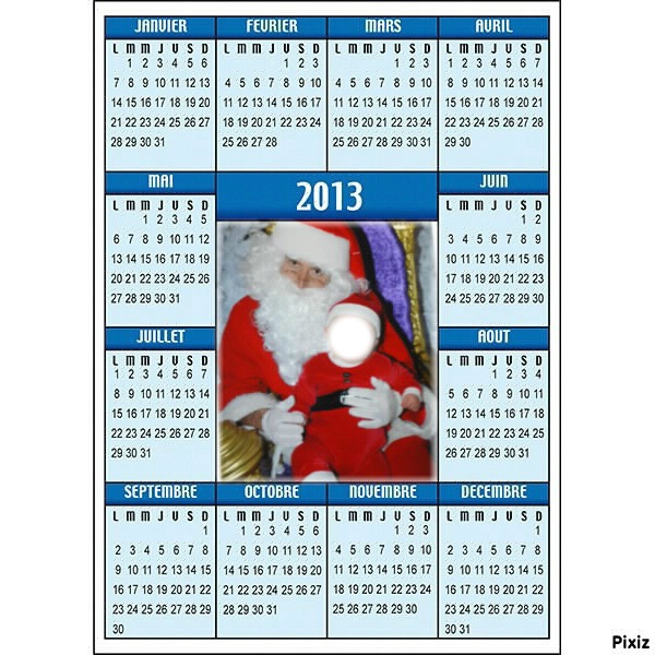 calendrier 2013 avec pere noel Photomontage