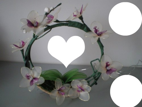 cadre 3 photo couronne de fleur フォトモンタージュ