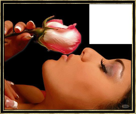 femme a la rose Photo frame effect