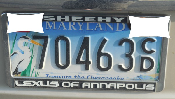 Plaque immat Maryland Fotomontaż