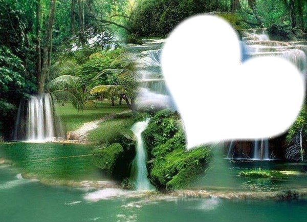 le coeur a la cascade Фотомонтажа