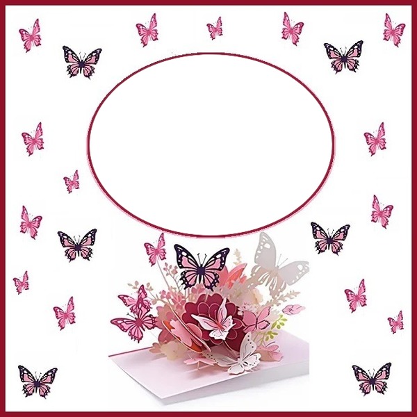 marco oval y mariposas. Fotomontage