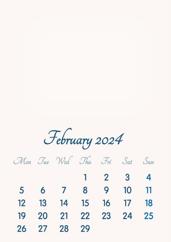 February 2024 // 2019 to 2046 // VIP Calendar // Basic Color // English Fotoğraf editörü