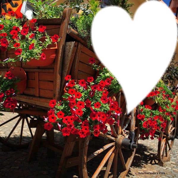 une charrette de fleurs pour ma chérie Fotomontāža