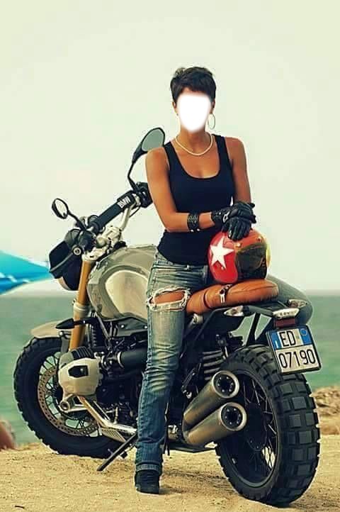 Femme en moto Fotomontaža