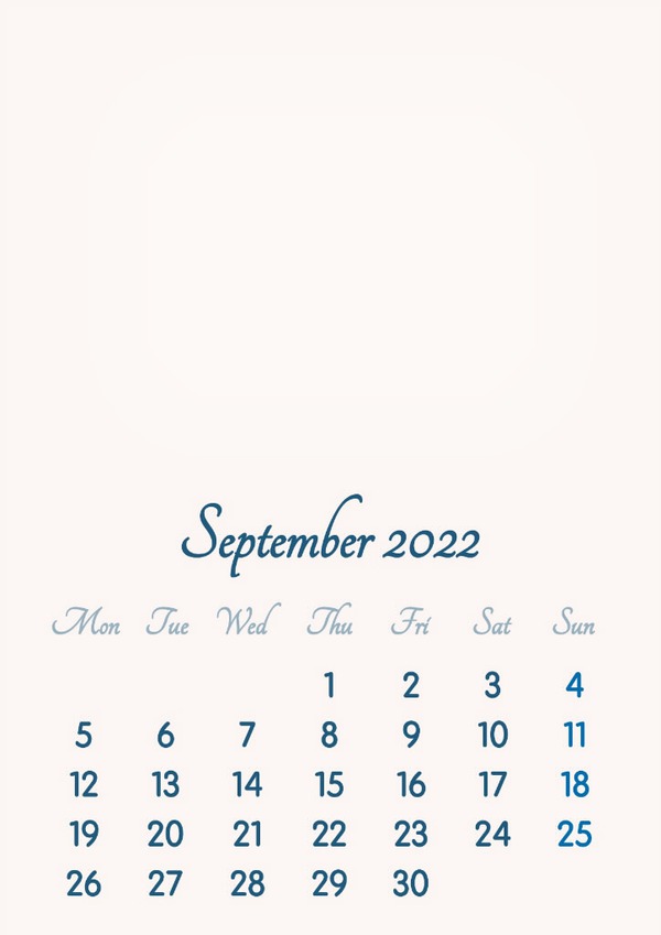 September 2022 // 2019 to 2046 // VIP Calendar // Basic Color // English Fotomontáž