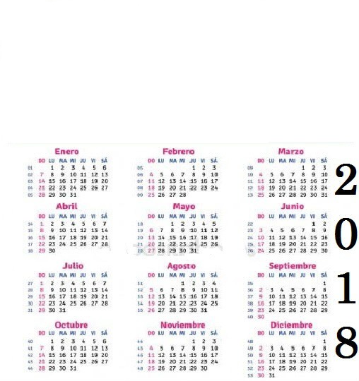 calendario 2018 Fotomontaż