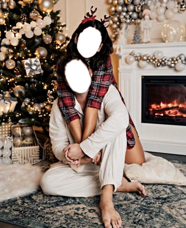 Christmas Couple with tree Fotoğraf editörü
